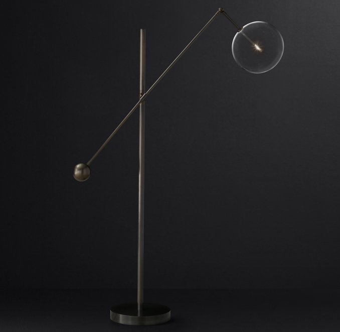 Glass Globe Mobile Lever Floor Lamp