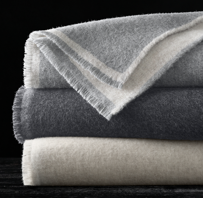 Heathered Baby Alpaca Two Tone Oversized Bed Throw