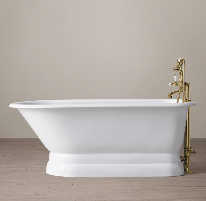 Classic Victorian Skirted Base Soaking Tub with LeverHandle Tub Fill