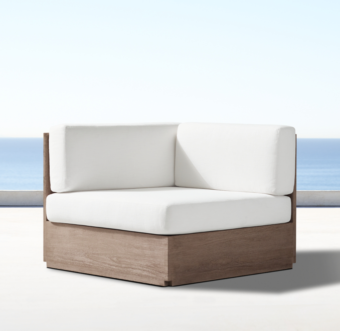 Front view of Marbella Teak Modular Corner Chair - Frame Only 