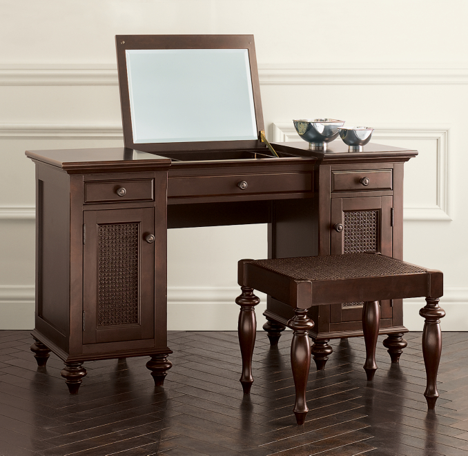 British Cane Vanity Dressing Table