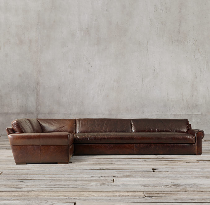 Front view of Lancaster Leather Customizable Sectional 