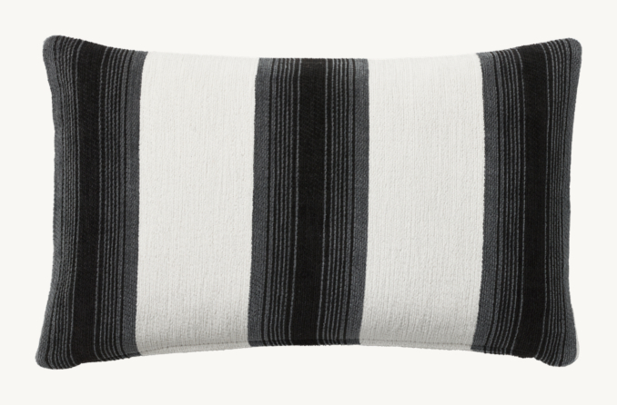 Overhead view of Cassis Bold Stripe Outdoor Pillow Cover - Lumbar