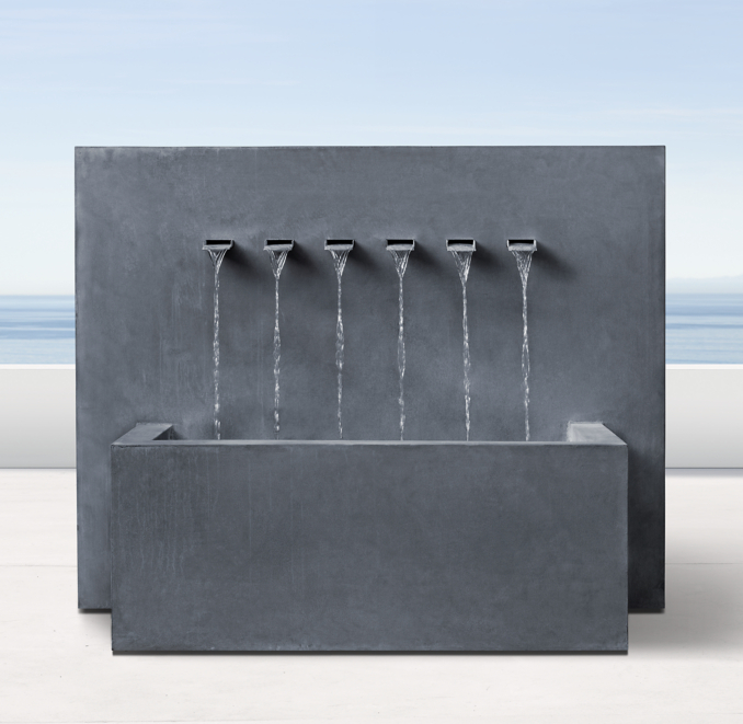 Modernist Wall Fountain 6Spout Trough