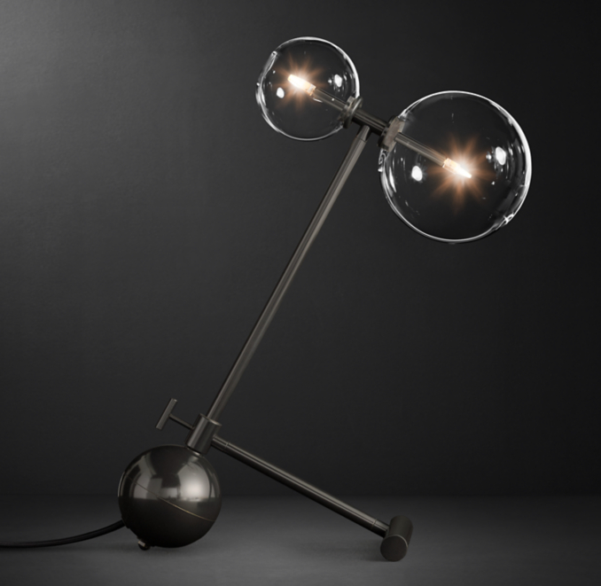 Glass Globe Mobile Boom Task Table Lamp