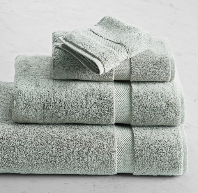 RESTORATION HARDWARE WHITE 802 GRAM TURKISH (2P) THICK HAND & BATH TOWELS  SET