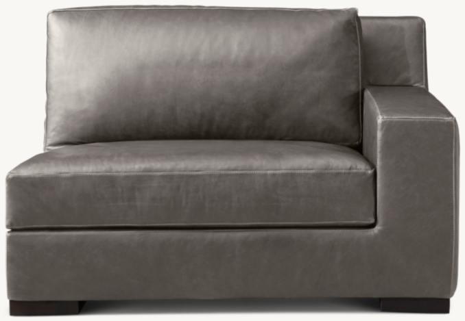 Front view of Modena Track Arm Modular Leather Right-Arm Chair 