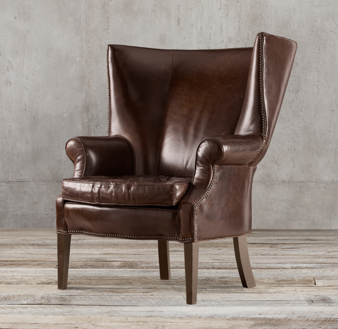 Drake Leather Wingback Chair
