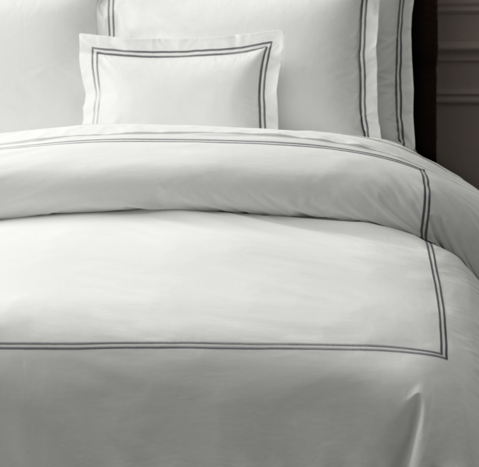 Italian White Hotel Satin Stitch Duvet Cover 