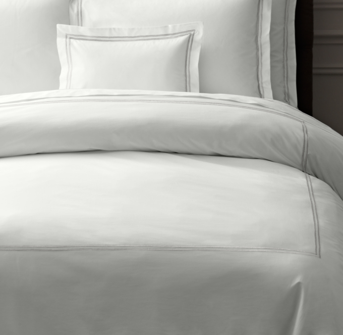 Italian White Hotel Satin Stitch Duvet Cover