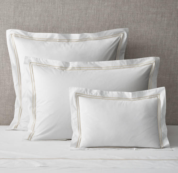 Italian White Hotel Satin Stitch Sham | RH