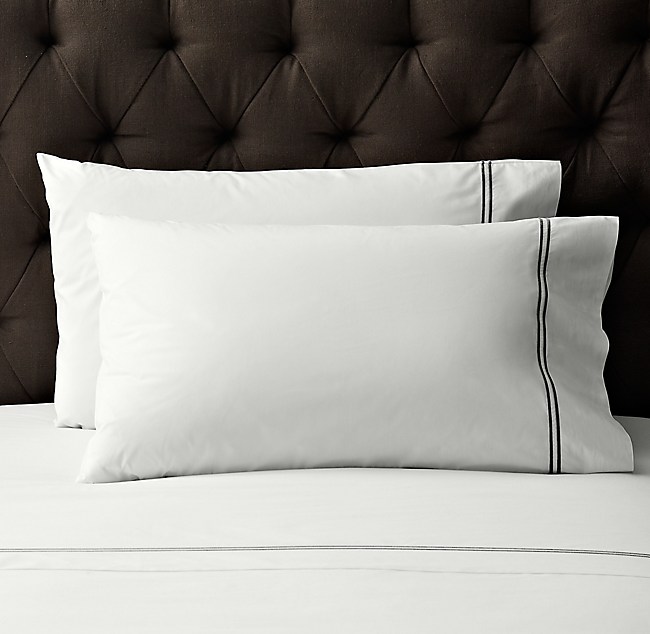 Standard White/Ivory 2 Piece FlatIron Hotel Satin Stitch Pillowcase Pair