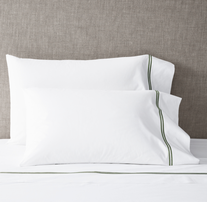 Italian White Hotel Satin Stitch Pillowcases - Thumbnail 2