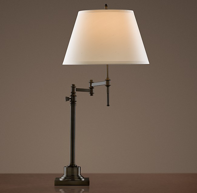Library Swing Arm Table Lamp, Swing Arm Table Lamp Bronze