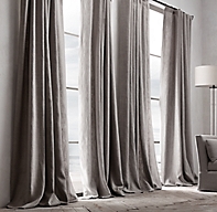RESTORATION HARDWARE Linen-Cotton Sheer Stripe Drapery RP 50" X 84" White Panel 