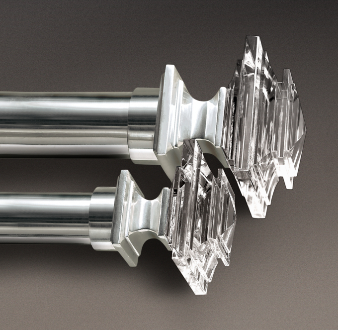 Estate Crystal Square Finials Set Of 2 Silver