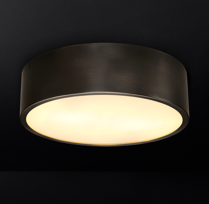 Antiqued Metal Drum Flushmount