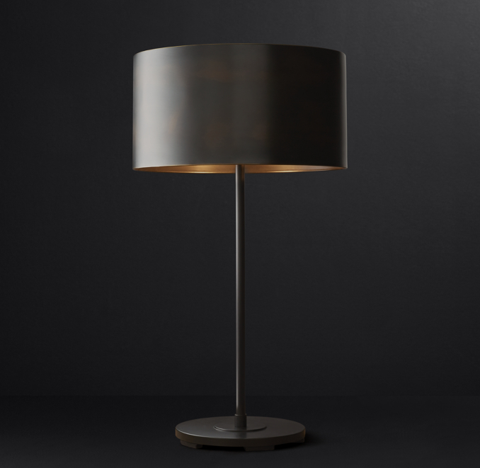 Antiqued Metal Drum Table Lamp