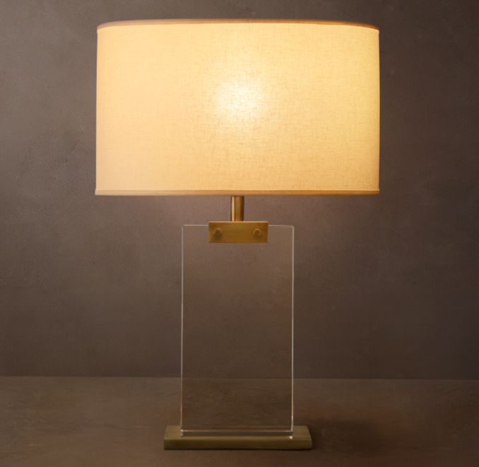 Shown in Lacquered Burnished Brass with French Drum Linen Shade, size C (sold separately).