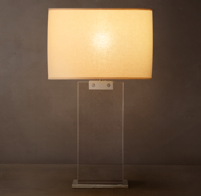 Shown in Polished Nickel with French Rectangular Linen Shade, size E (sold separately).