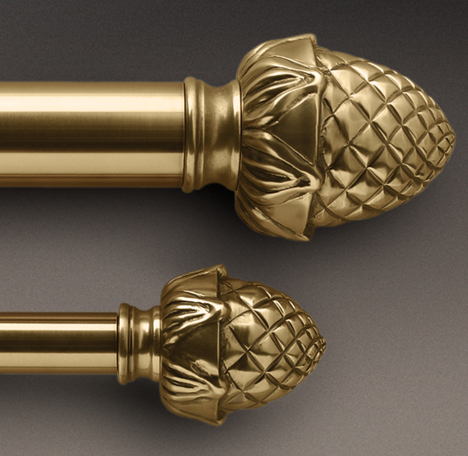 Classic Pineapple Finial Rod Set Antique Brass