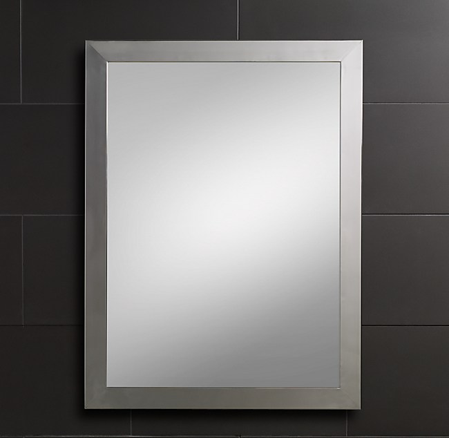 Contemporary Wall Mirror, Metal Framed Wall Mirror Polished Chrome
