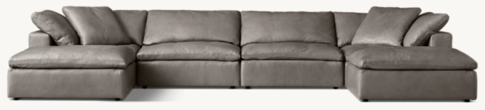 Cloud modulares Anbausofa aus Leder mit Chaises in U-Form