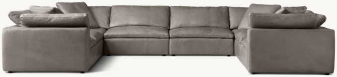 Front view of Cloud Modular Leather Customizable Sectional 