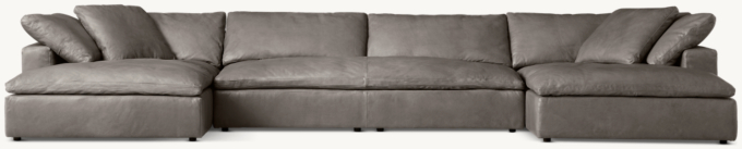 Cloud Anbausofa aus Leder mit Chaises in U-Form und durchgehendem Sitzpolster