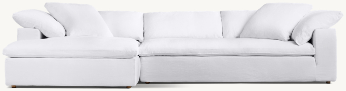 Sofá modular con chaise longue con asiento tipo banco y brazo izquierdo Cloud