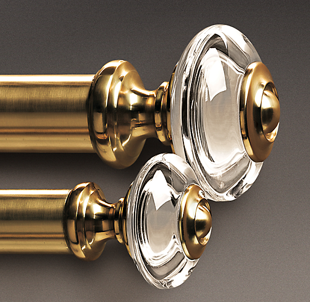 Estate Crystal Knob Finials  Brass Set of 2