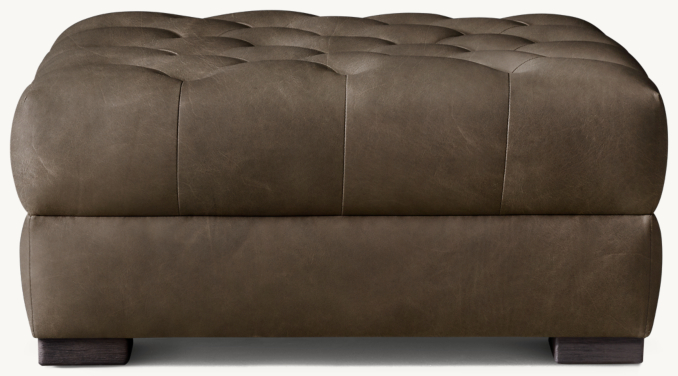Front view of Modena Chesterfield Leather End-Of-Sectional Ottoman With Tufted Seat