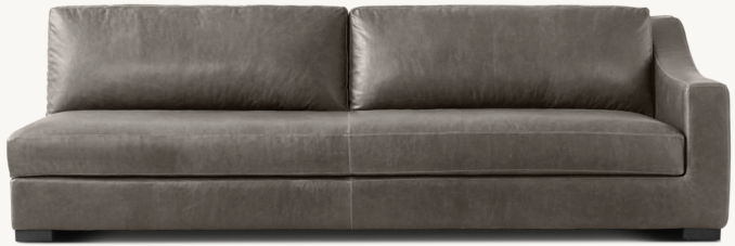 Front view of Modena Slope Arm Leather Right-Arm Bench-Seat Sofa 