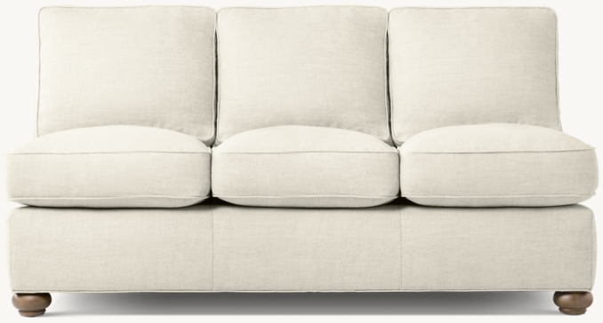 Front view of Original Lancaster Three-Seat-Cushion Armless Sofa 
