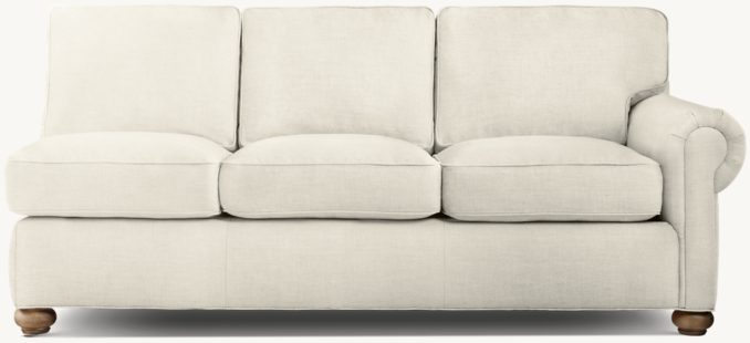 Front view of Original Lancaster Three-Seat-Cushion Right-Arm Sofa 