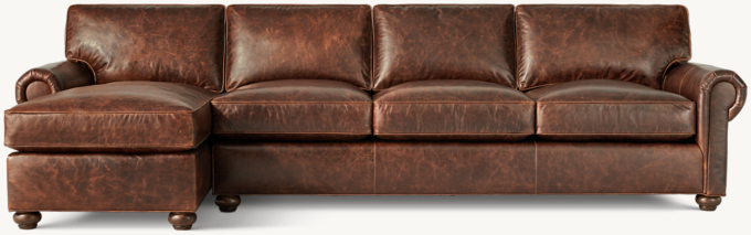 Original Lancaster Leather 3-Seat Left-Arm Sofa-Chaise Sectional