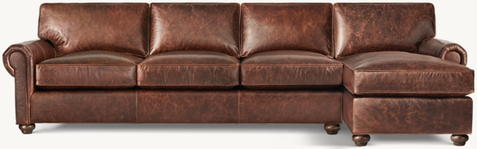 Original Lancaster Leather 3-Seat Right-Arm Chaise Sectional