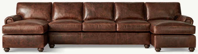 Original Lancaster Leather 3-Seat U-Chaise Sectional