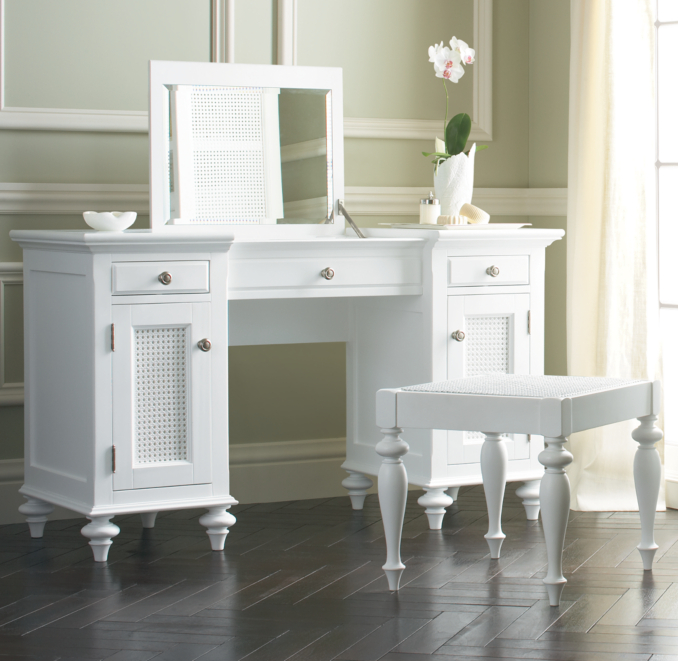 British Cane Vanity Dressing Table