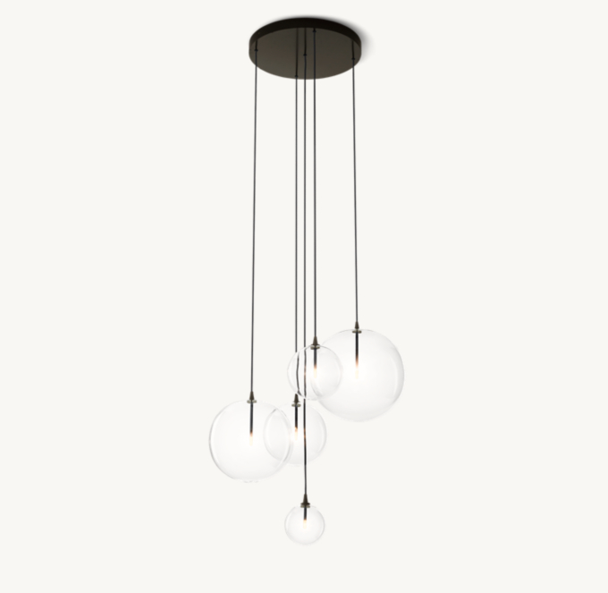 Glass Globe Mobile Cluster Chandelier 28\"