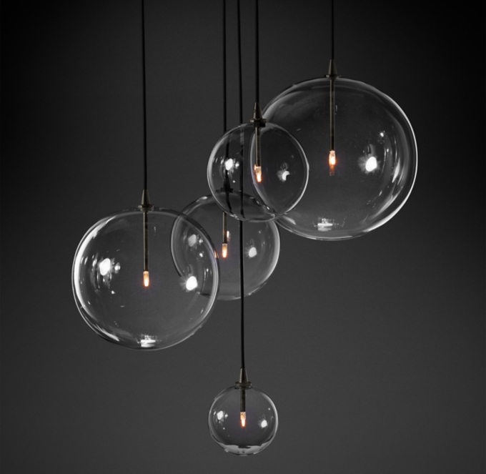 Glass Globe Mobile Cluster Chandelier 28"