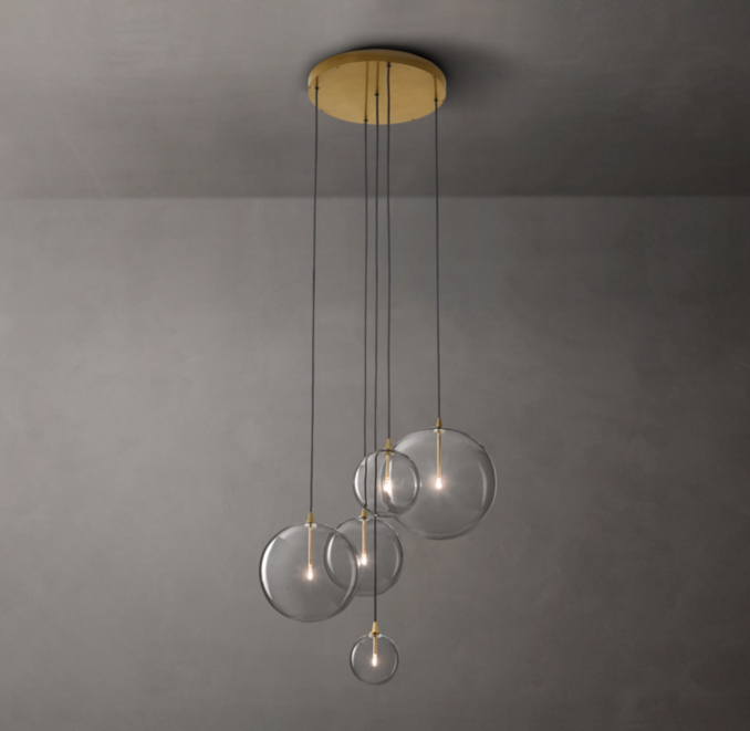 Glass Globe Mobile Cluster Chandelier 28\"