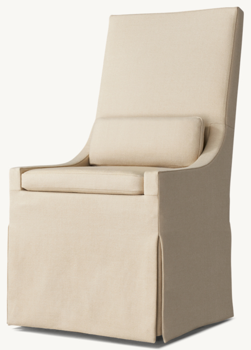 Belgian Slipcovered Slope Arm Dining Side Chair