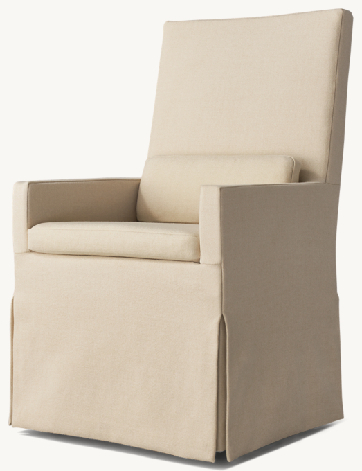 Belgian Track Arm Slipcovered Dining Armchair