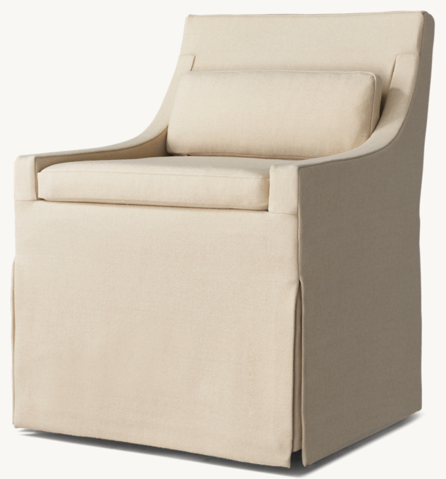 Low Belgian Slope Arm Slipcovered Dining Side Chair RH