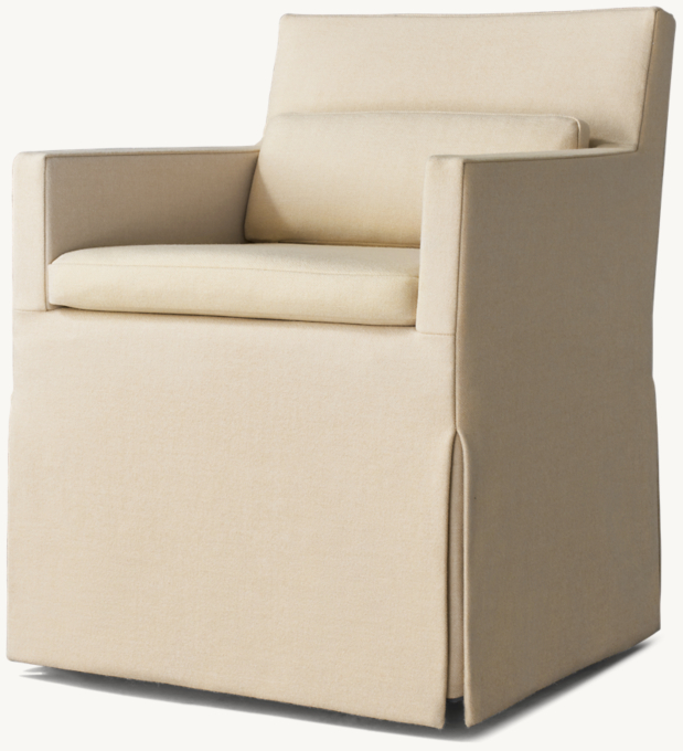 Low Belgian Slipcovered Track Arm Dining Armchair