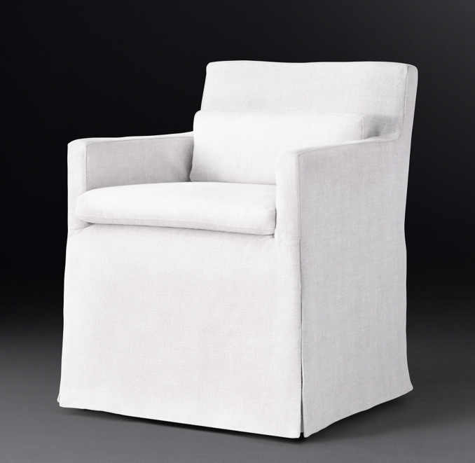 Low Belgian Track Arm Slipcovered Armchair