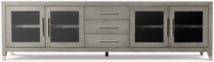 Graydon Shagreen Glass 4-Door Media Console with Drawers