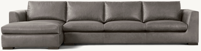 Modena Leather Taper Arm Left-Arm Sofa-Chaise Sectional