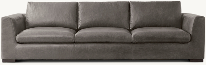 Shown in Italian Berkshire Pewter with Grey Oak finish. Cushion configuration varies by frame size.